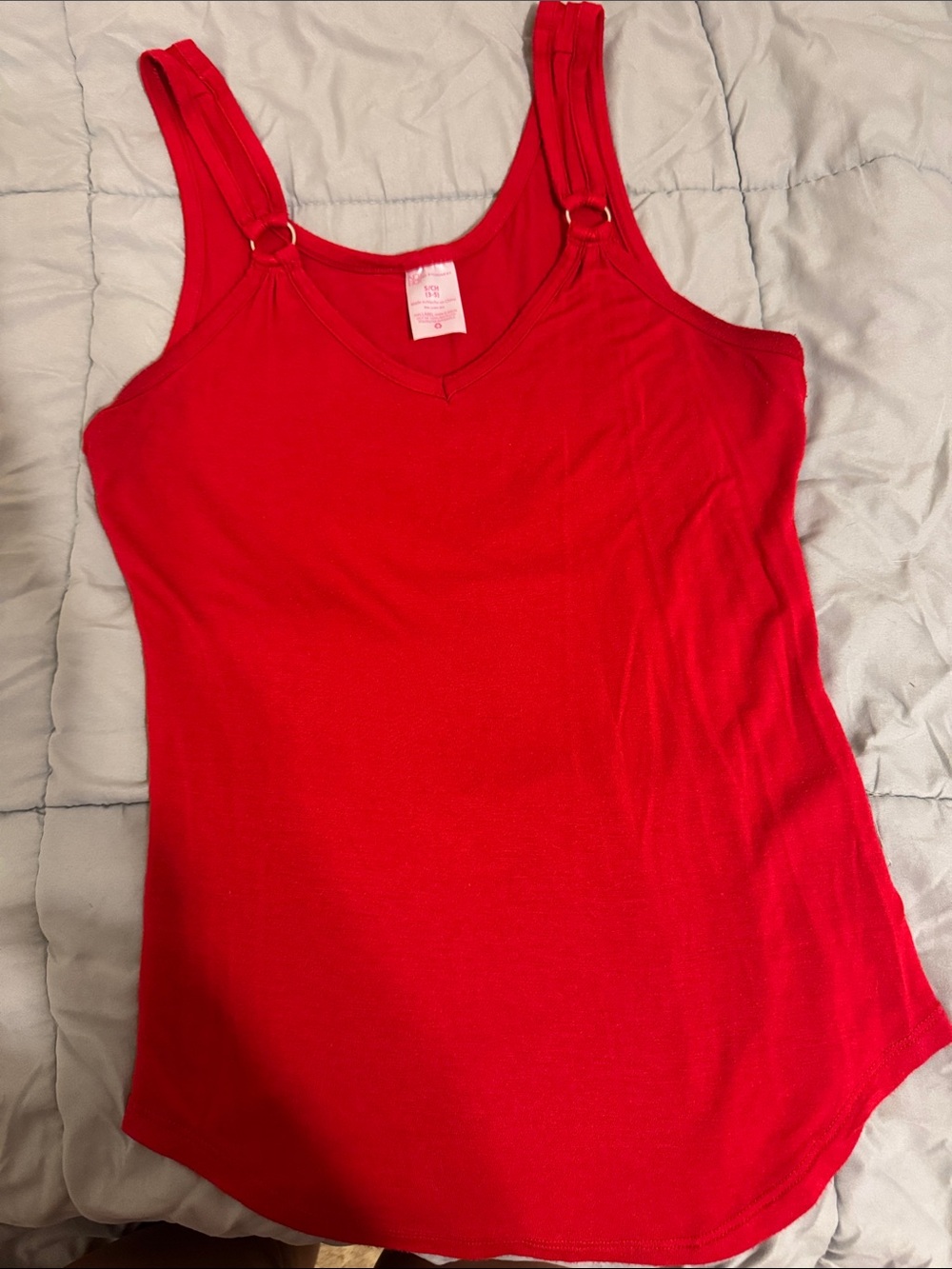 No Boundaries Red Double-Strap Tank with Ring Accents - Picture 4 of 6